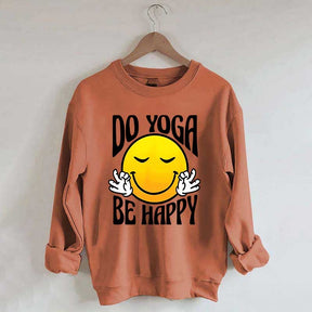 Do Yoga Be Happy Retro Face Fun Sweatshirt