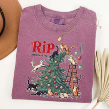 RIP Christmas Tree Comfort Colors Meowy T-Shirt