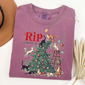 RIP Christmas Tree Comfort Colors Meowy T-Shirt