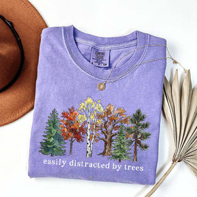 Easily Distracted by Trees Camping Hiking T-Shirt
