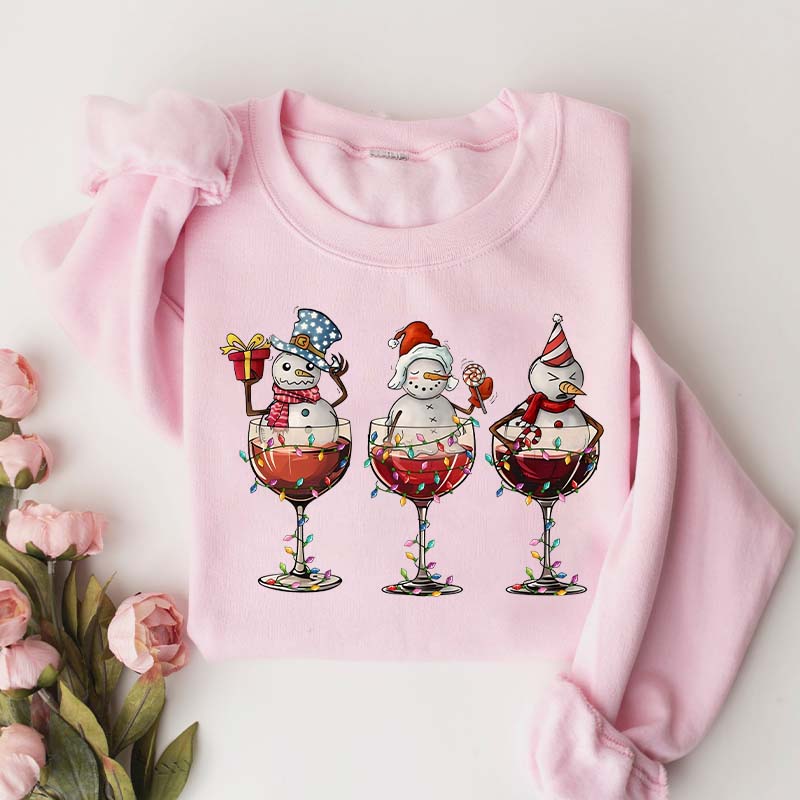 Christmas Wine Snowmen Sweatshirt