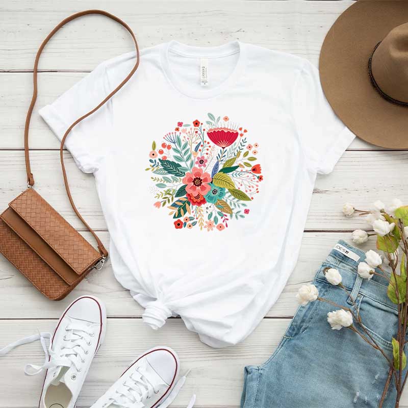 Grow Positive Thoughts Bohemian Floral T-Shirt