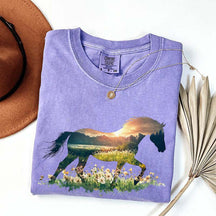 Comfort Colors Floral Horse Lover Cute T-Shirt