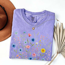 Wildflowers Vintage Blue Style T-Shirt