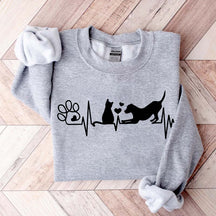 Dog And Cat Heartbeat Sweatshirt