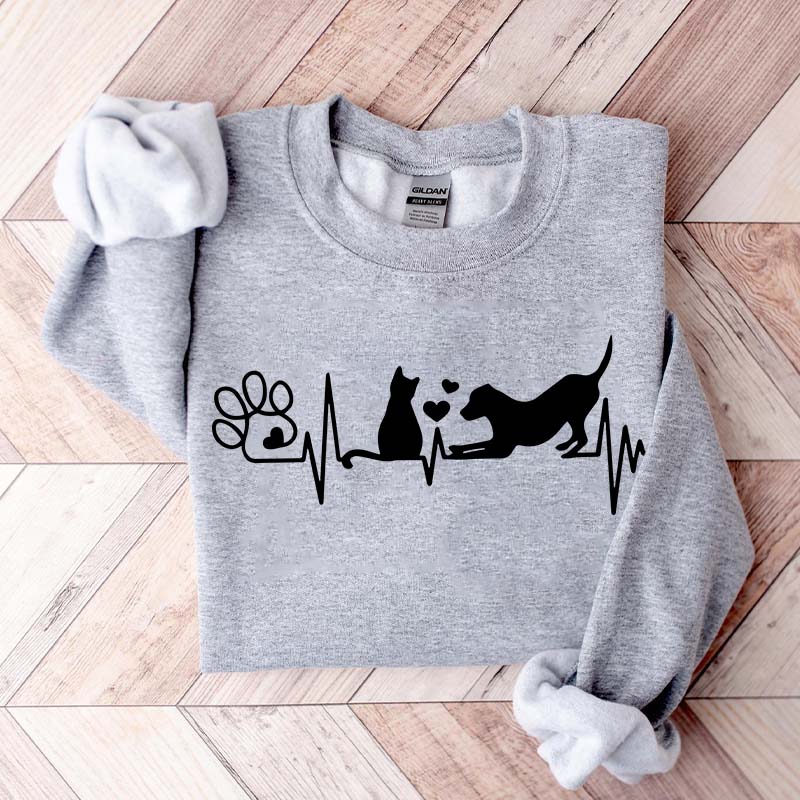 Dog And Cat Heartbeat Sweatshirt