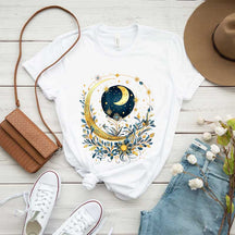 Celestial Boho Moon Floral T-Shirt