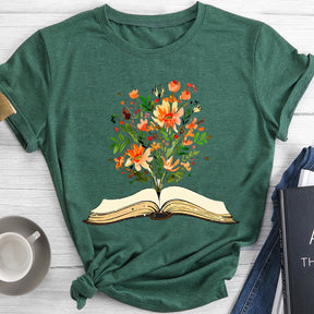 There Are Flowers Blooming From The Book T-shirt