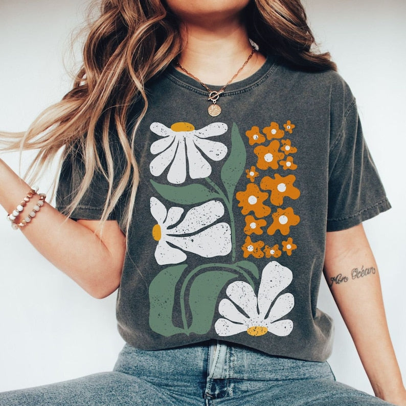 Boho Floral T Shirt Wild Flowers Tshirt