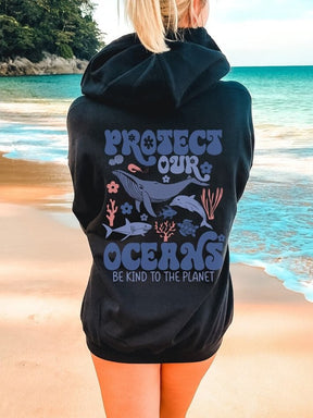 Protect Our Oceans Trendy Surfing Hoodie