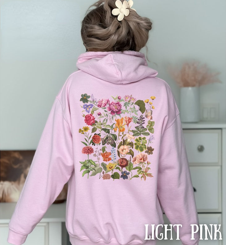 Pressed Flowers Boho Floral Cottagecore Hoodie