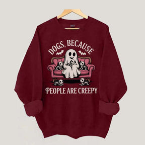 Retro Dogs Because People are Creepy Halloween Sweatshirt