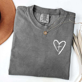 Heart Cross Religous T-Shirt