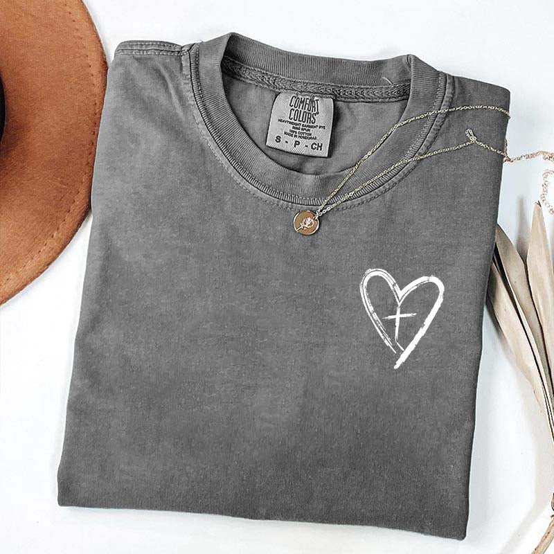 Heart Cross Religous T-Shirt