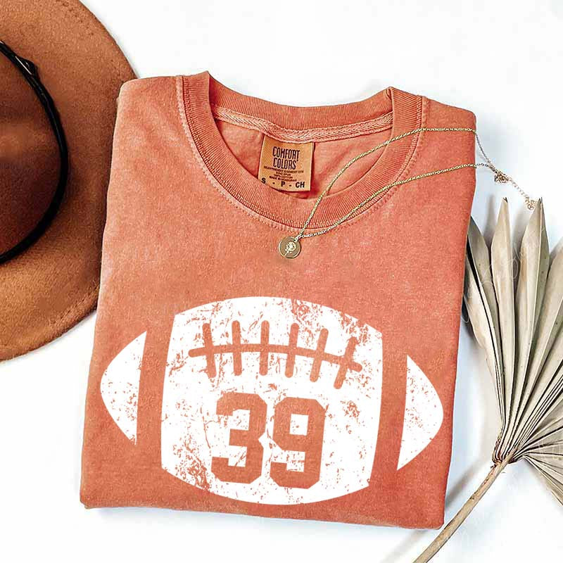 Custom Comfort Colors Football Kids Jersey Number T-Shirt