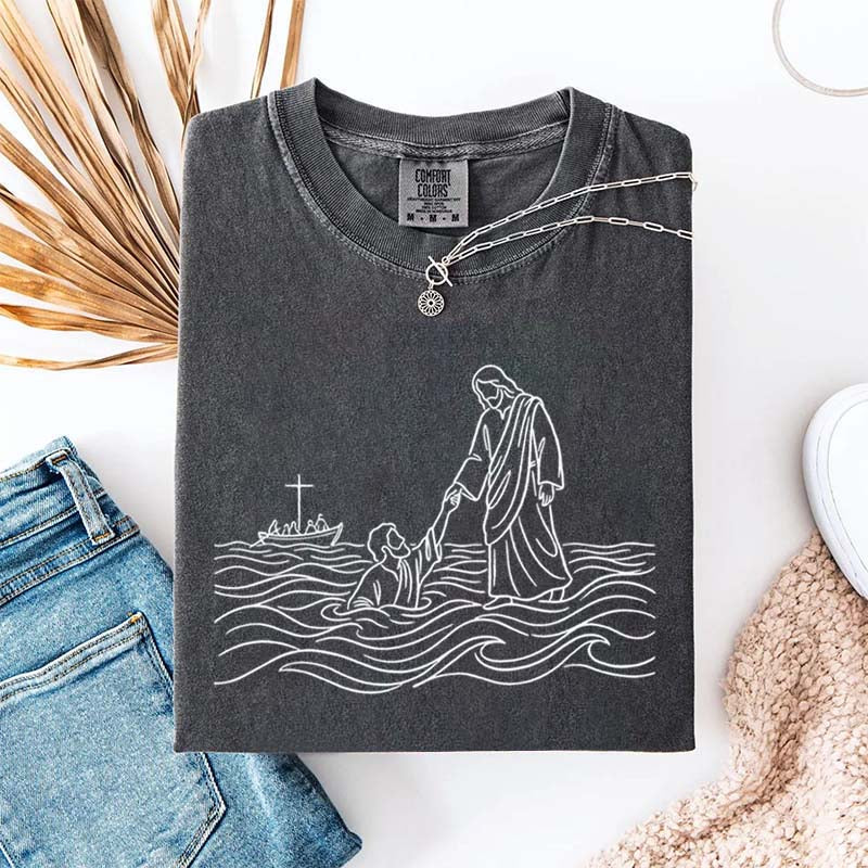 Jesus Walking on Water Comfort Colors T-Shirt