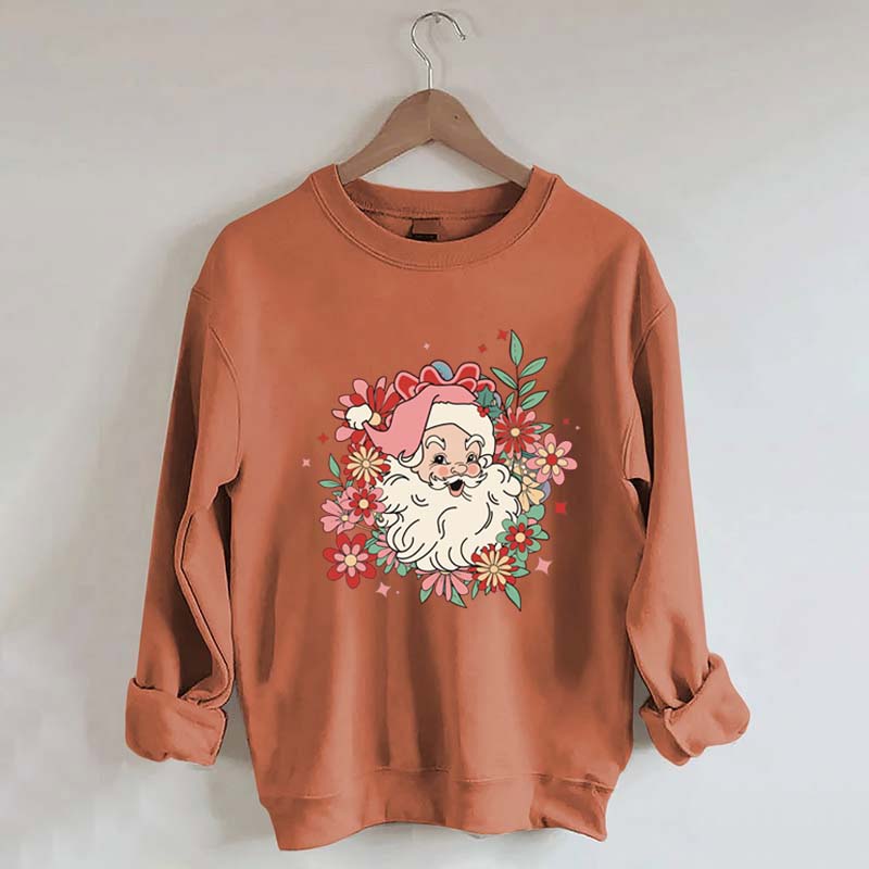 Floral Santa Christmas Daisy Sweatshirt