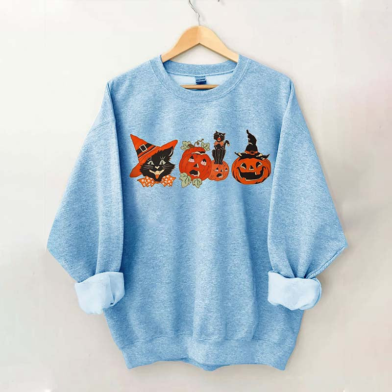 Halloween Black Cat Pumpkin Sweatshirt