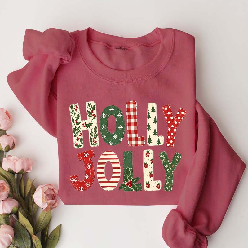 Holly Jolly Merry Christmas Tree Floral Sweatshirt