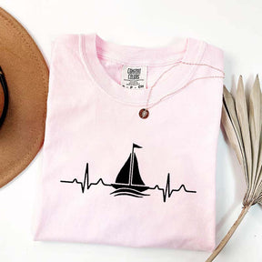 Sailing Heartbeat Boating Captain T-Shirt