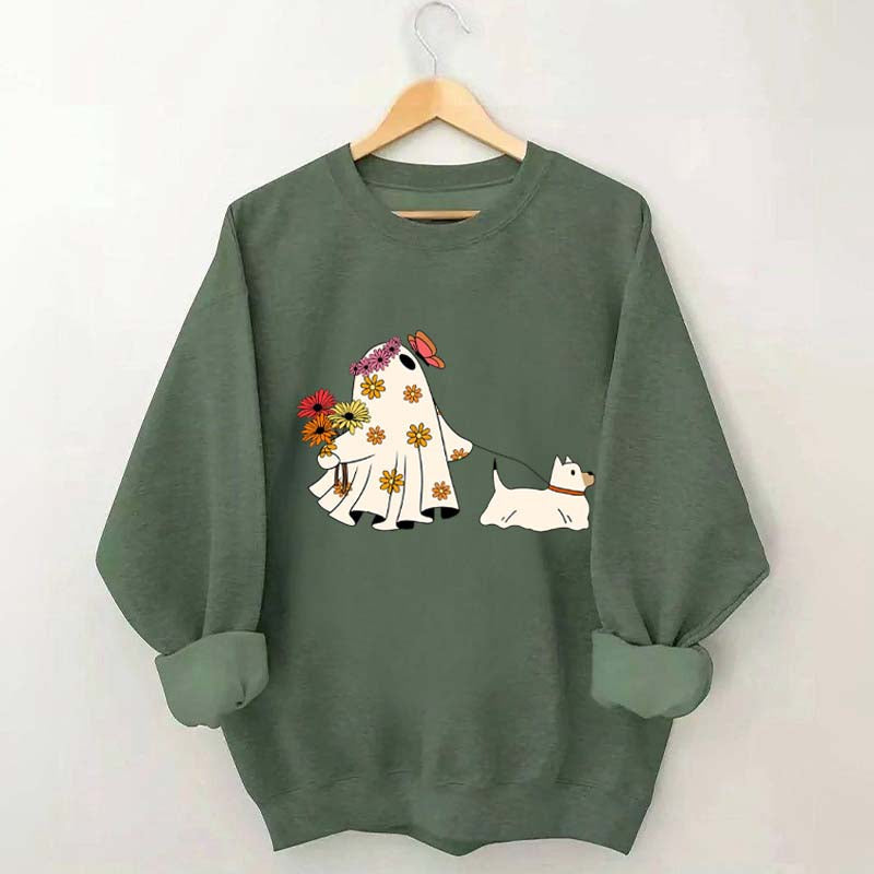 Cute Ghost Walking Dog Sweatshirt