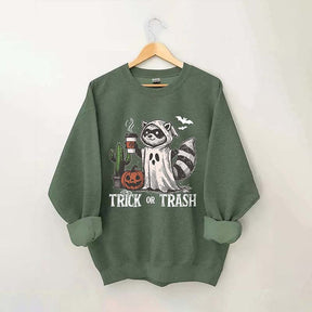 Trick Or Trash Raccoon Halloween Sweatshirt