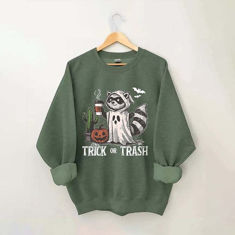 Trick Or Trash Raccoon Halloween Sweatshirt