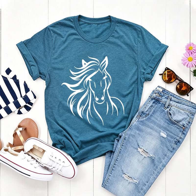 Simple Floral Horse T-Shirt