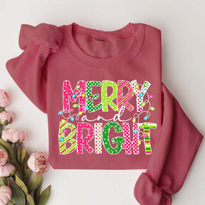 Merry and Bright Cute Family Christmas Sweatshirt