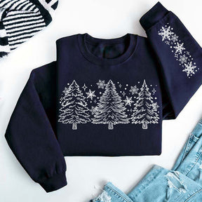 Christmas Snow Trees With Sleeve Sweatshirt