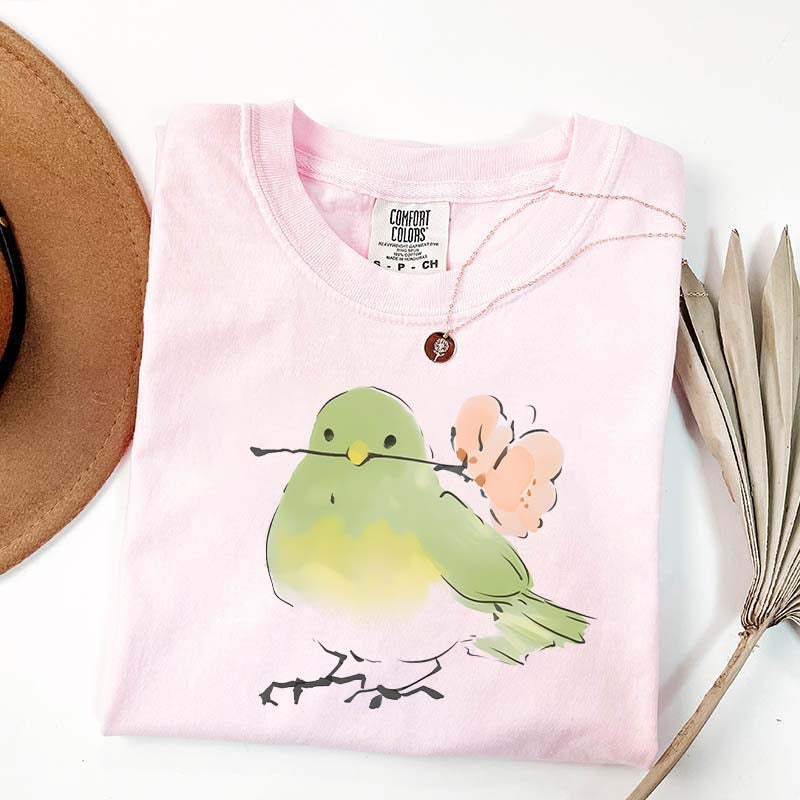 Cute Bird With Flower T-Shirt