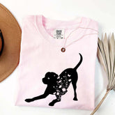 Black Lab Mom Labrador Dog Flowers T-Shirt