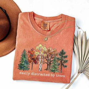 Easily Distracted by Trees Camping Hiking T-Shirt
