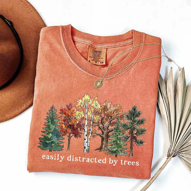 Easily Distracted by Trees Camping Hiking T-Shirt