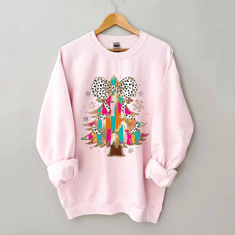 Coquette Glitter Christmas Tree Sweatshirt