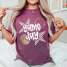 Checkered Star Sports Baseball Game Day T-Shirt