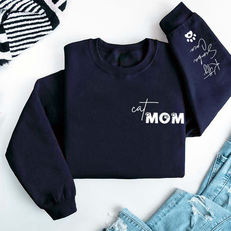 Custom Cat Mom Pet Name Sweatshirt
