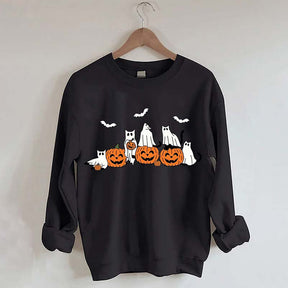 Fall Ghost Cats Halloween Sweatshirt