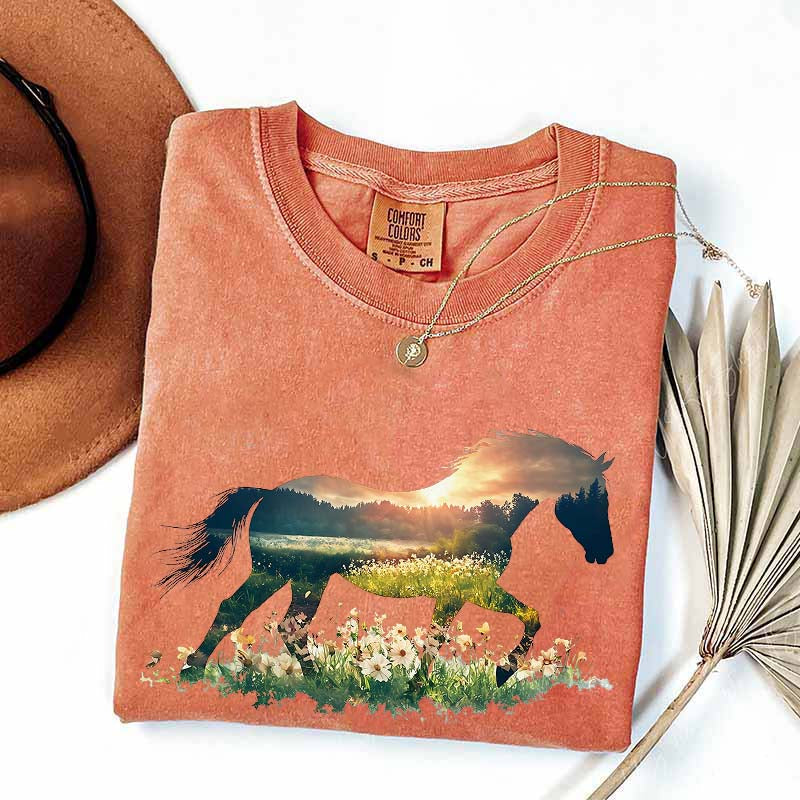 Comfort Colors Floral Horse Lover Cute T-Shirt