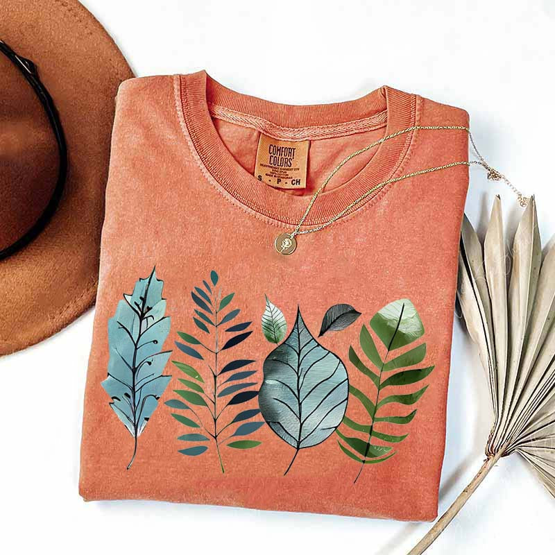 Teal and Green Leaves T-Shirt