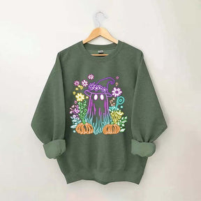 Halloween Ghost Neon Flowers Sweatshirt