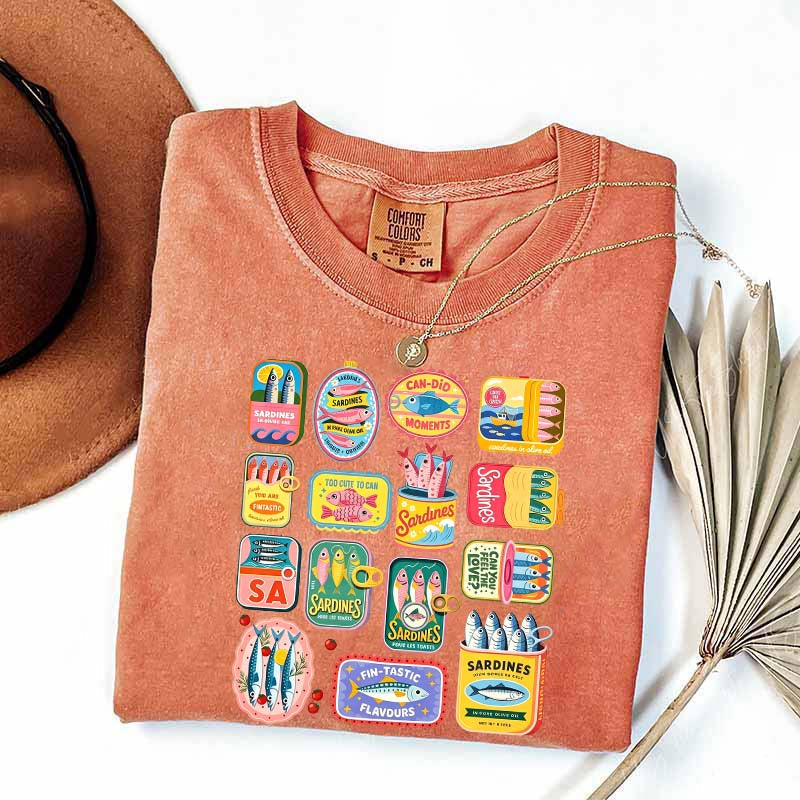 Vintage Sardine Can Mediterranean Food T-Shirt