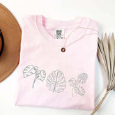 Line Art Flower Leaves T-Shirt