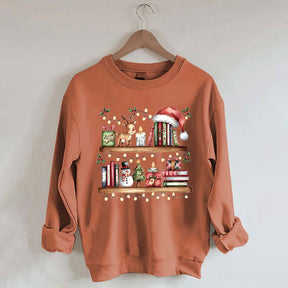 Christmas Bookshelf Book Lover Club Sweatshirt