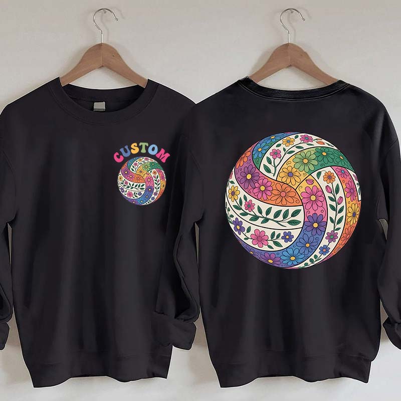 Personalized Volleyball Floral Sweatshirt