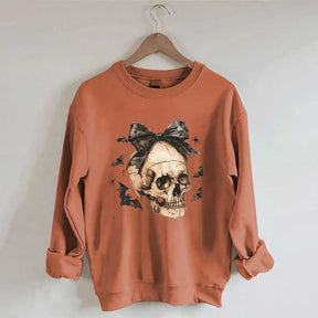 Halloween Skull Bow Sweatshirt