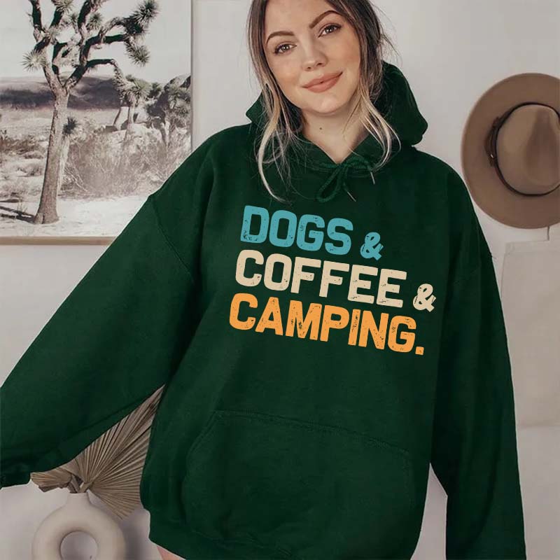 Dogs Coffee Camping Hoodie