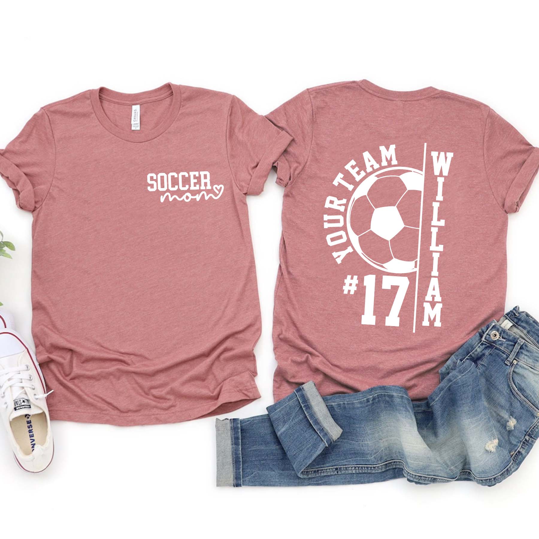 Custom Soccer Team Mom Kids Name & Number T-Shirt