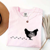 Floral Chicken Farm Animal T-Shirt