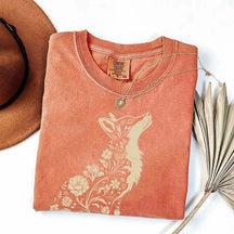 Retro Floral Fox Woodland Animal T-Shirt